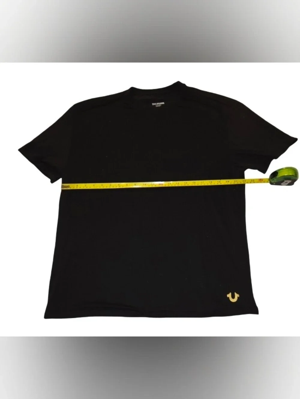 True Religion Men’s Black Crew Neck T-Shirt with Gold Logo